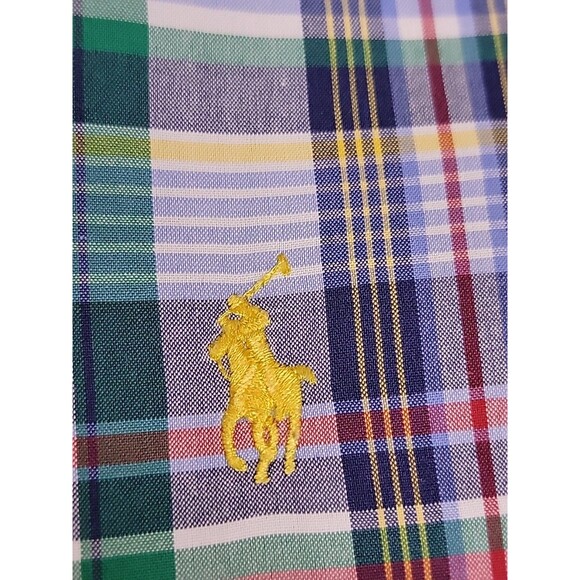 Ralph Lauren Shirt Mens 3XLB Big Button Blue Red Plaid Classic Preppy Dad Cotton - Picture 4 of 11